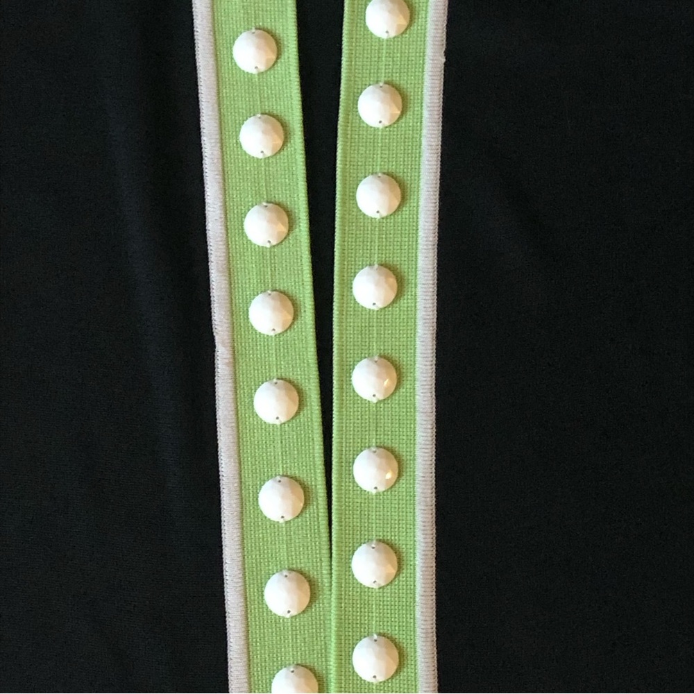 Ming Wang Black Knit Cardigan with Lime Green Trim and White Bead Accents - Picture 8 of 16